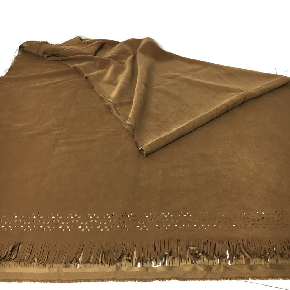 FAUX SUEDE leather fabric w/ cutouts and  fringe 2 Yrds - Picture 6 of 7